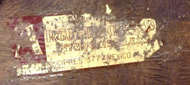 label found on Mexican carousel horse