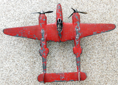 Hubley P-38 toy airplane
