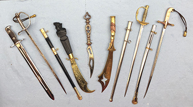 Miniature sword letter openers