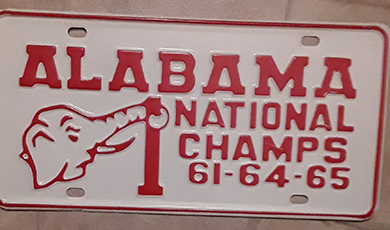 Alabama football license plate